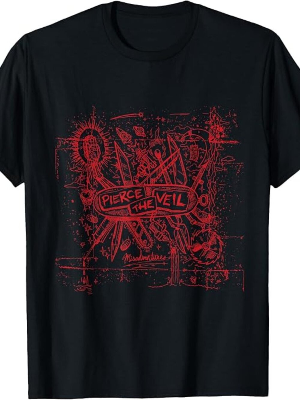 "Pierce The Veil - Misadventures Cover in Red Print T-Shirt